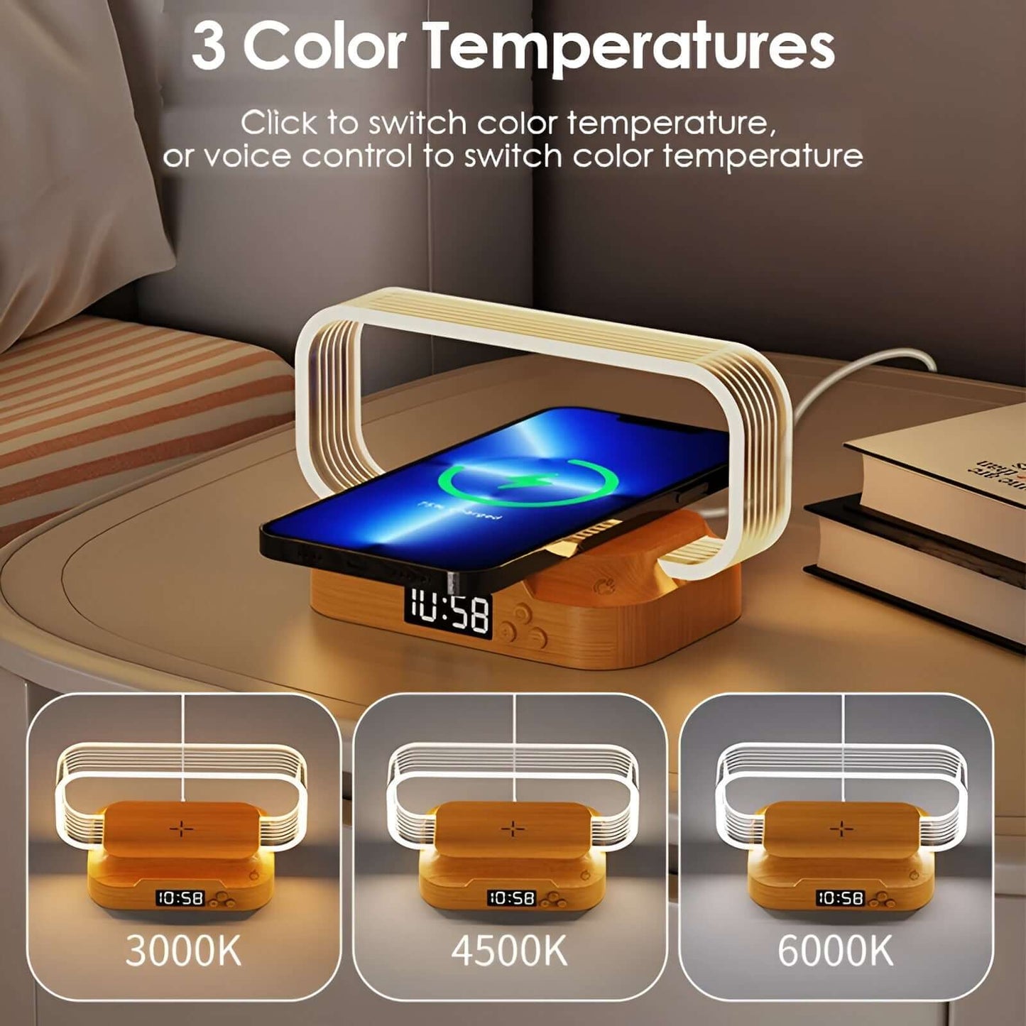 auraglow smart lamp 2.0 plus with built in alarm clock