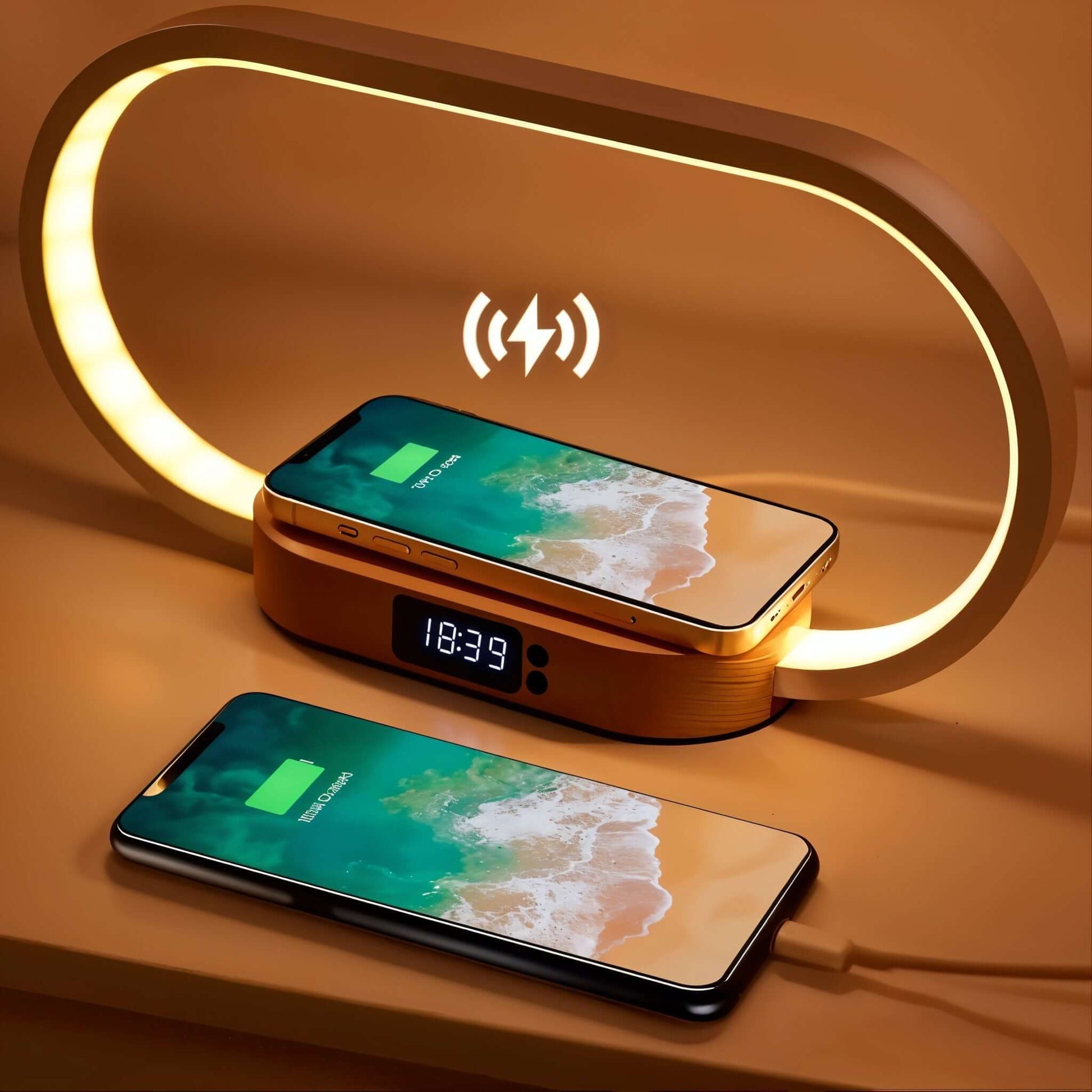 auraglow cabsule smart lamp with built-in wireless charger