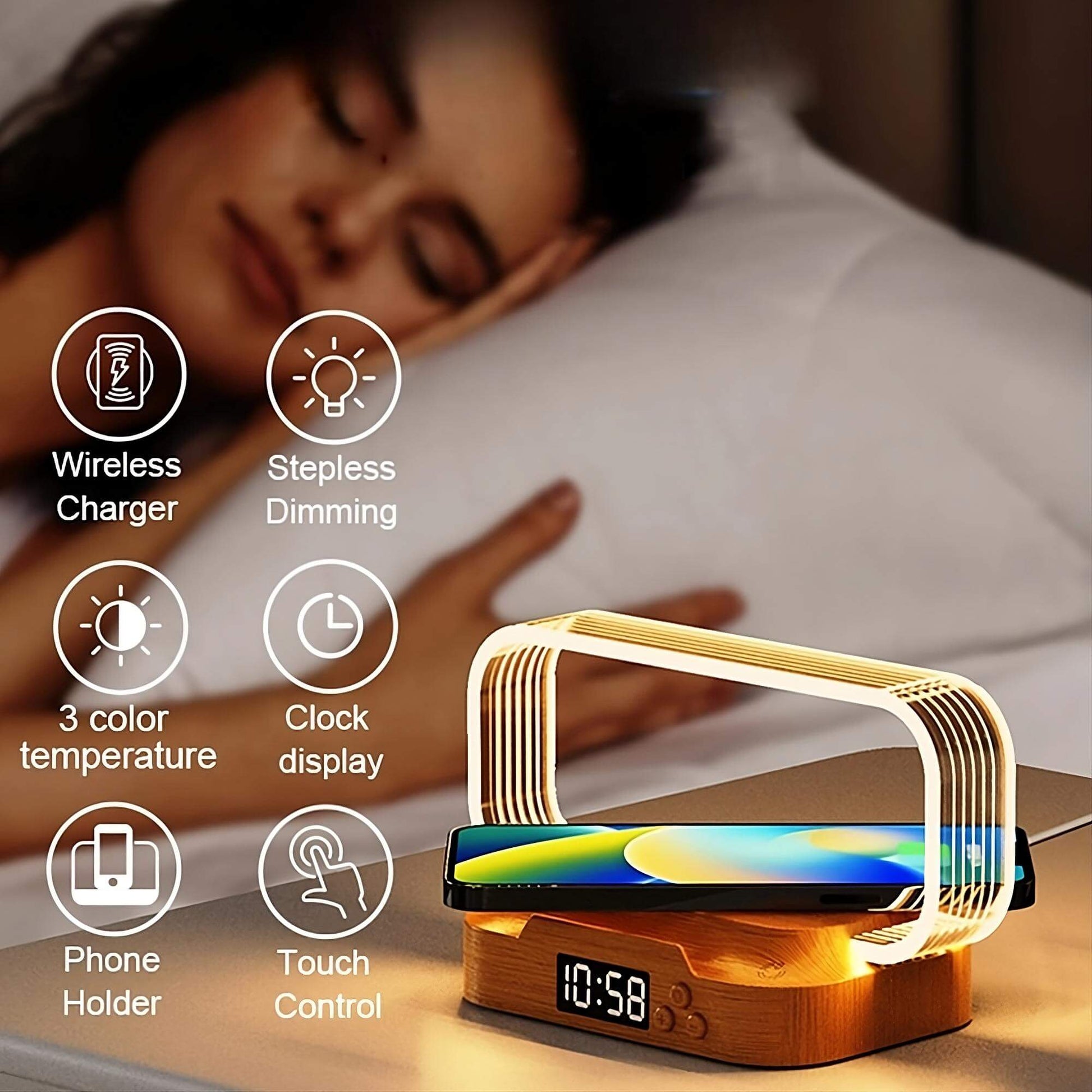 auraglow smart lamp 2.0 plus with built in alarm clock